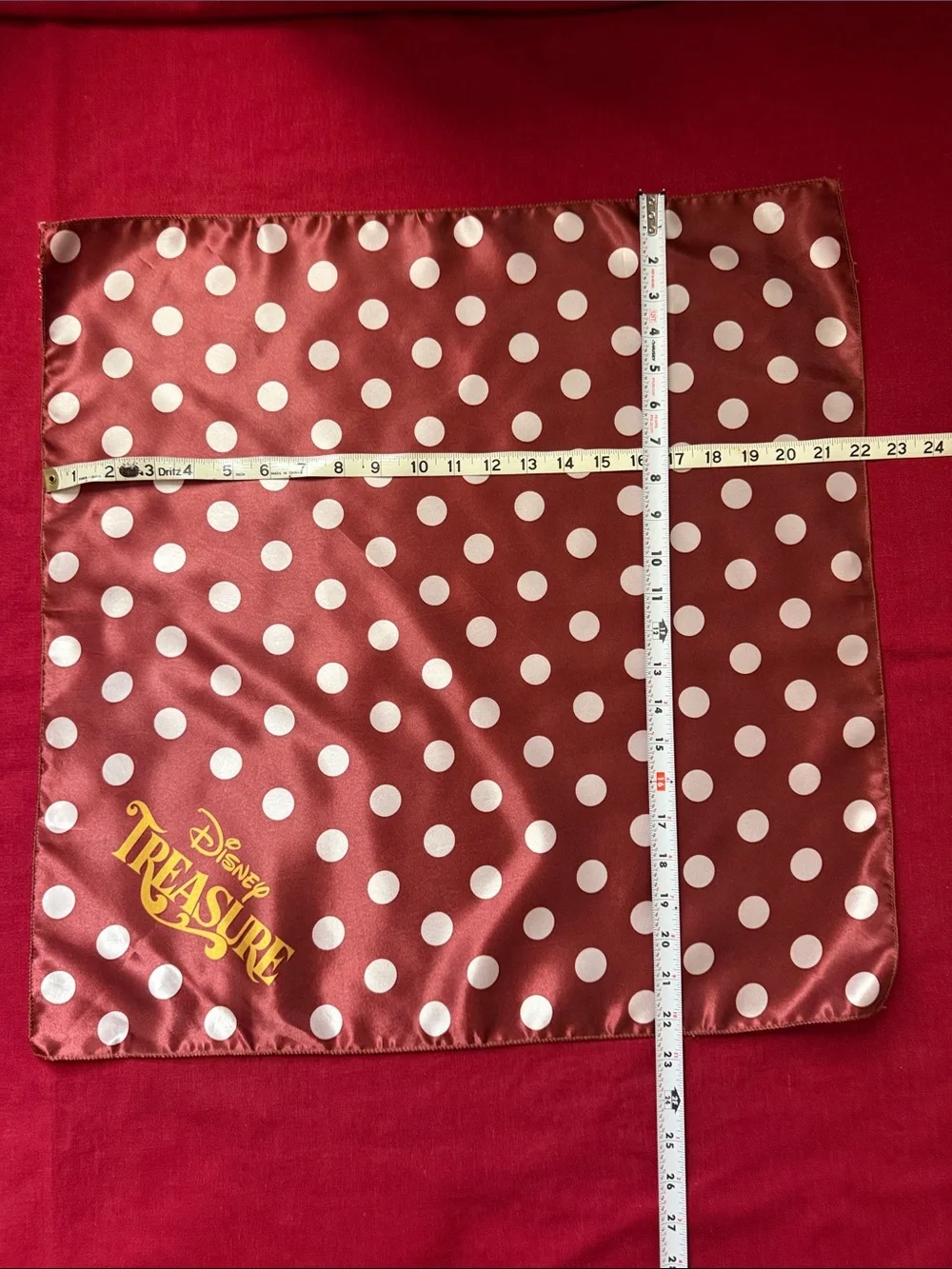 Disney Treasure Polka Dot Satin Scarf - Burgundy, White & Gold
